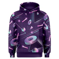 Retrowave Aesthetic Vaporwave Retro Memphis Pattern 80s Design Geometrical Shapes Futurist Pink Blue 3d Men s Overhead Hoodie by genx