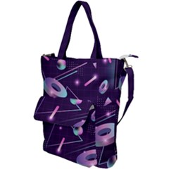 Retrowave Aesthetic Vaporwave Retro Memphis Pattern 80s Design Geometrical Shapes Futurist Pink Blue 3d Shoulder Tote Bag by genx