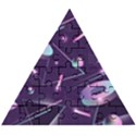 Retrowave Aesthetic vaporwave retro memphis pattern 80s design geometrical shapes futurist pink blue 3D Wooden Puzzle Triangle View1