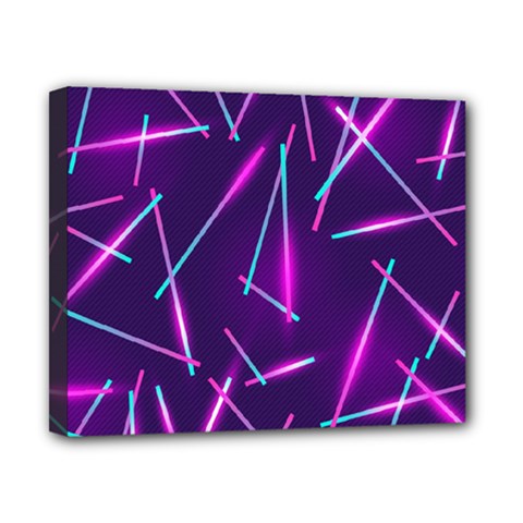 Retrowave Aesthetic Vaporwave Retro Memphis Pattern 80s Design Geometric Shapes Futurist Purple Pink Blue Neon Light Canvas 10  X 8  (stretched) by genx