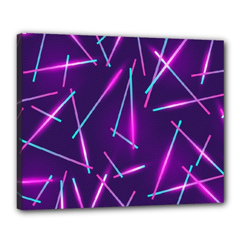 Retrowave Aesthetic Vaporwave Retro Memphis Pattern 80s Design Geometric Shapes Futurist Purple Pink Blue Neon Light Canvas 20  X 16  (stretched) by genx