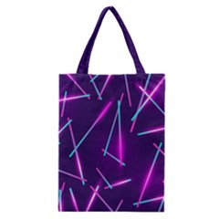 Retrowave Aesthetic Vaporwave Retro Memphis Pattern 80s Design Geometric Shapes Futurist Purple Pink Blue Neon Light Classic Tote Bag by genx