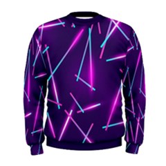 Retrowave Aesthetic Vaporwave Retro Memphis Pattern 80s Design Geometric Shapes Futurist Purple Pink Blue Neon Light Men s Sweatshirt by genx