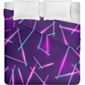 Retrowave Aesthetic vaporwave retro memphis pattern 80s design geometric shapes futurist purple pink blue neon light Duvet Cover Double Side (King Size) View1