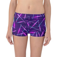 Retrowave Aesthetic Vaporwave Retro Memphis Pattern 80s Design Geometric Shapes Futurist Purple Pink Blue Neon Light Reversible Boyleg Bikini Bottoms by genx