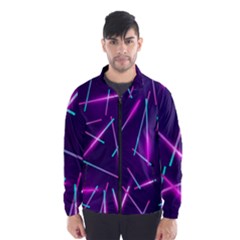 Retrowave Aesthetic Vaporwave Retro Memphis Pattern 80s Design Geometric Shapes Futurist Purple Pink Blue Neon Light Men s Windbreaker by genx