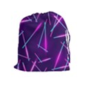 Retrowave Aesthetic vaporwave retro memphis pattern 80s design geometric shapes futurist purple pink blue neon light Drawstring Pouch (XL) View1