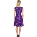 Retrowave Aesthetic vaporwave retro memphis pattern 80s design geometric shapes futurist purple pink blue neon light Capsleeve Midi Dress View2