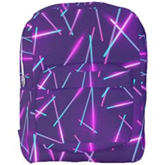 Retrowave Aesthetic Vaporwave Retro Memphis Pattern 80s Design Geometric Shapes Futurist Purple Pink Blue Neon Light Full Print Backpack by genx