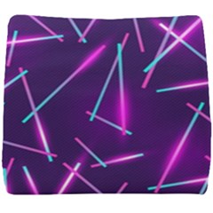 Retrowave Aesthetic Vaporwave Retro Memphis Pattern 80s Design Geometric Shapes Futurist Purple Pink Blue Neon Light Seat Cushion by genx