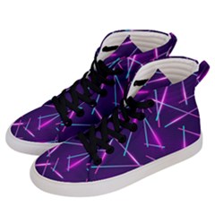 Retrowave Aesthetic Vaporwave Retro Memphis Pattern 80s Design Geometric Shapes Futurist Purple Pink Blue Neon Light Men s Hi-top Skate Sneakers by genx