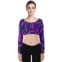 Retrowave Aesthetic vaporwave retro memphis pattern 80s design geometric shapes futurist purple pink blue neon light Velvet Long Sleeve Crop Top View1