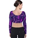 Retrowave Aesthetic vaporwave retro memphis pattern 80s design geometric shapes futurist purple pink blue neon light Velvet Long Sleeve Crop Top View2