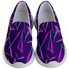 Retrowave Aesthetic Vaporwave Retro Memphis Pattern 80s Design Geometric Shapes Futurist Purple Pink Blue Neon Light Kids Lightweight Slip Ons by genx