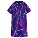 Retrowave Aesthetic vaporwave retro memphis pattern 80s design geometric shapes futurist purple pink blue neon light Kids  Boyleg Half Suit Swimwear View1