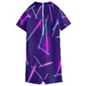 Retrowave Aesthetic vaporwave retro memphis pattern 80s design geometric shapes futurist purple pink blue neon light Kids  Boyleg Half Suit Swimwear View2