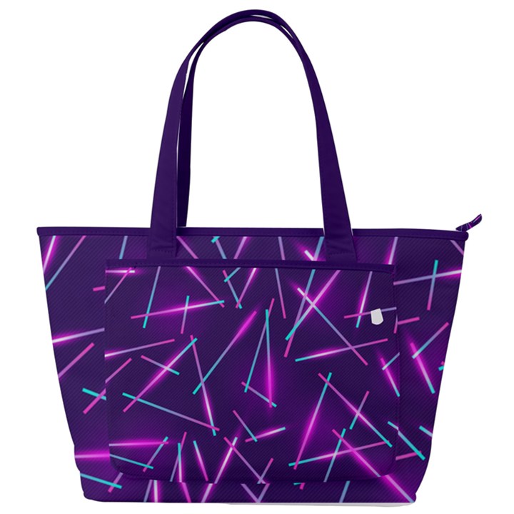 Retrowave Aesthetic vaporwave retro memphis pattern 80s design geometric shapes futurist purple pink blue neon light Back Pocket Shoulder Bag 