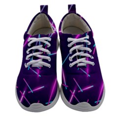 Retrowave Aesthetic Vaporwave Retro Memphis Pattern 80s Design Geometric Shapes Futurist Purple Pink Blue Neon Light Women Athletic Shoes by genx