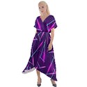 Retrowave Aesthetic vaporwave retro memphis pattern 80s design geometric shapes futurist purple pink blue neon light Cross Front Sharkbite Hem Maxi Dress View1