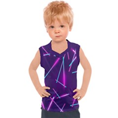 Retrowave Aesthetic Vaporwave Retro Memphis Pattern 80s Design Geometric Shapes Futurist Purple Pink Blue Neon Light Kids  Mesh Tank Top