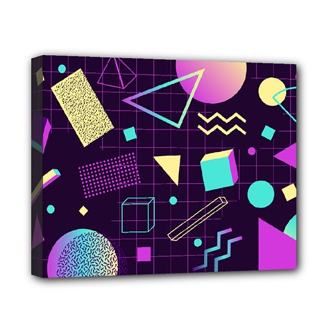 Retrowave Aesthetic Vaporwave Retro Memphis Pattern 80s Design 3d Geometric Shapes Canvas 10  X 8  (stretched) by genx