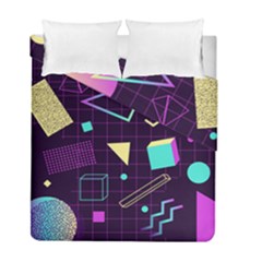 Retrowave Aesthetic Vaporwave Retro Memphis Pattern 80s Design 3d Geometric Shapes Duvet Cover Double Side (full/ Double Size) by genx