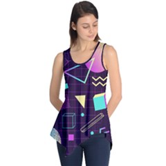 Retrowave Aesthetic Vaporwave Retro Memphis Pattern 80s Design 3d Geometric Shapes Sleeveless Tunic by genx