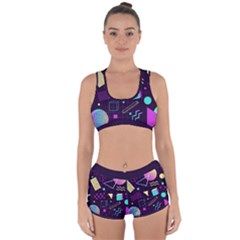 Retrowave Aesthetic Vaporwave Retro Memphis Pattern 80s Design 3d Geometric Shapes Racerback Boyleg Bikini Set by genx