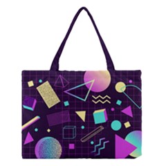 Retrowave Aesthetic Vaporwave Retro Memphis Pattern 80s Design 3d Geometric Shapes Medium Tote Bag by genx