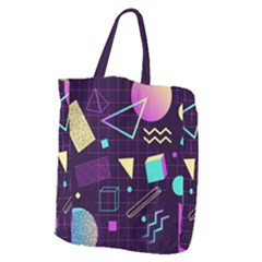 Retrowave Aesthetic Vaporwave Retro Memphis Pattern 80s Design 3d Geometric Shapes Giant Grocery Tote by genx