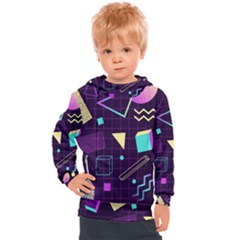 Retrowave Aesthetic Vaporwave Retro Memphis Pattern 80s Design 3d Geometric Shapes Kids  Hooded Pullover by genx