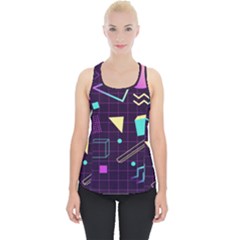 Retrowave Aesthetic Vaporwave Retro Memphis Pattern 80s Design 3d Geometric Shapes Piece Up Tank Top by genx