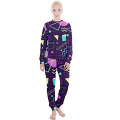 Retrowave Aesthetic Vaporwave Retro Memphis Pattern 80s Design 3d Geometric Shapes Women s Lounge Set by genx