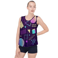 Retrowave Aesthetic Vaporwave Retro Memphis Pattern 80s Design 3d Geometric Shapes Bubble Hem Chiffon Tank Top by genx