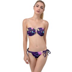 Retrowave Aesthetic Vaporwave Retro Memphis Pattern 80s Design 3d Geometric Shapes Twist Bandeau Bikini Set by genx