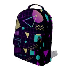 Retrowave Aesthetic Vaporwave Retro Memphis Pattern 80s Design 3d Geometric Shapes Flap Pocket Backpack (large) by genx