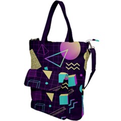 Retrowave Aesthetic Vaporwave Retro Memphis Pattern 80s Design 3d Geometric Shapes Shoulder Tote Bag by genx