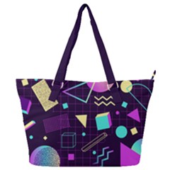 Retrowave Aesthetic Vaporwave Retro Memphis Pattern 80s Design 3d Geometric Shapes Full Print Shoulder Bag by genx