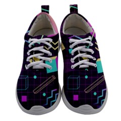 Retrowave Aesthetic Vaporwave Retro Memphis Pattern 80s Design 3d Geometric Shapes Women Athletic Shoes by genx