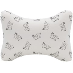 Messy Life Phrase Motif Typographic Pattern Seat Head Rest Cushion by dflcprintsclothing