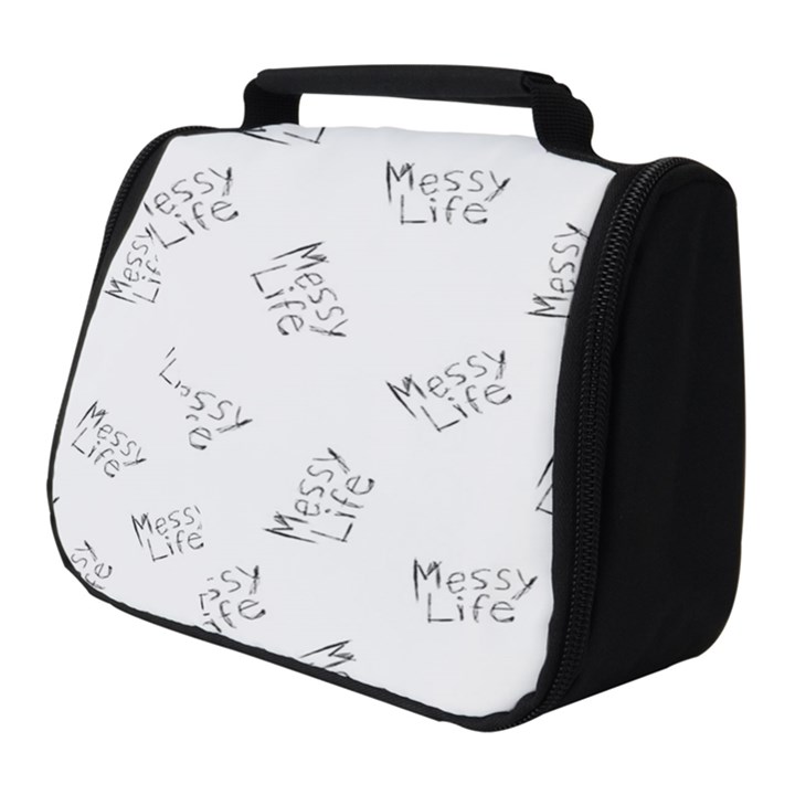 Messy Life Phrase Motif Typographic Pattern Full Print Travel Pouch (Small)