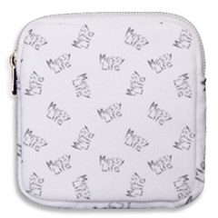 Messy Life Phrase Motif Typographic Pattern Mini Square Pouch