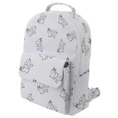 Messy Life Phrase Motif Typographic Pattern Flap Pocket Backpack (small) by dflcprintsclothing