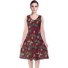 Elves Jingle V-neck Midi Sleeveless Dress  by bloomingvinedesign