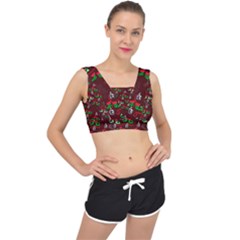 Elves Jingle V-back Sports Bra by bloomingvinedesign