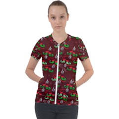 Elves Jingle Short Sleeve Zip Up Jacket by bloomingvinedesign