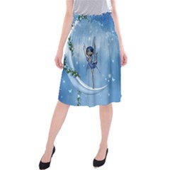 Little Fairy Dancing On The Moon Midi Beach Skirt by FantasyWorld7