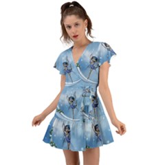 Little Fairy Dancing On The Moon Flutter Sleeve Wrap Dress by FantasyWorld7