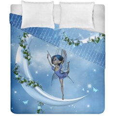 Little Fairy Dancing On The Moon Duvet Cover Double Side (california King Size) by FantasyWorld7