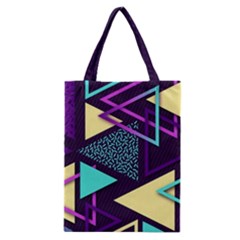 Retrowave Aesthetic Vaporwave Retro Memphis Triangle Pattern 80s Yellow Turquoise Purple Classic Tote Bag by genx